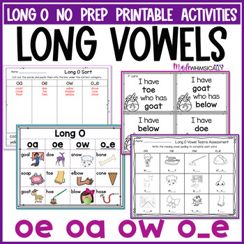 long o vowel team worksheets vowel digraphs phonics activities oa oe ow o e