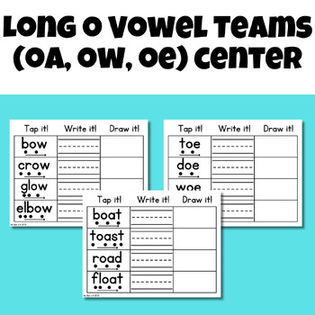 Preview of Long O Vowel Teams Phonics Center (Tap it, Write it, Draw it)
