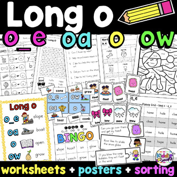 Long O Worksheets O E Oa Ow O By Kiddie Concepts And Clips Tpt