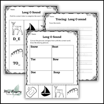 Long O sound phonics printable worksheets │ ELA/English Centers | TPT