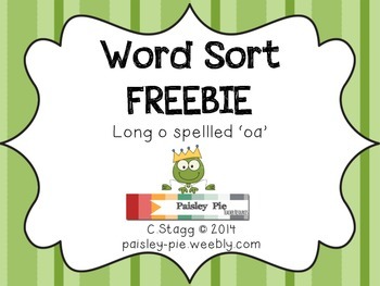 Preview of PHONICS FREEBIE: Word Sort- Long o spelled 'oa'