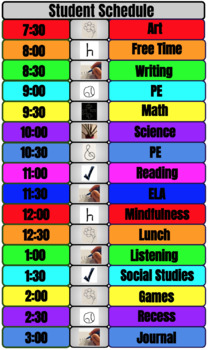 Preview of Long Rainbow Student Schedule