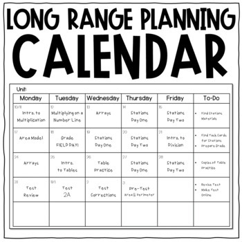 Preview of Long Range Planning Calendar
