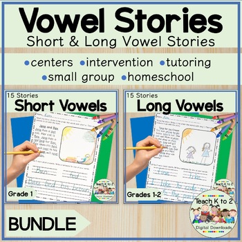 Preview of Long & Short Vowel Stories Bundle/Literacy Centers/Homework/Short Stories/Tutors