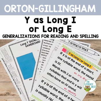 Preview of Long Sounds of Y Spelling Rules for Orton-Gillingham Lessons