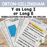 Long Sounds of Y Spelling Rules for Orton-Gillingham Lessons