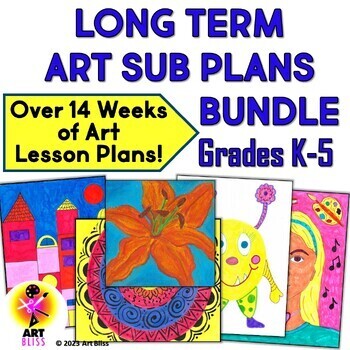 Preview of Elementary Long Term Art Sub Lesson Plan Bundle K-5