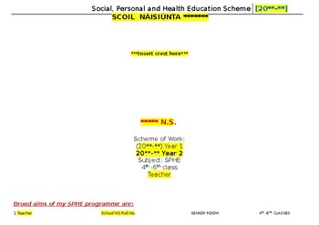 Preview of Long Term Plan for Multigrade Senior Room- SPHE