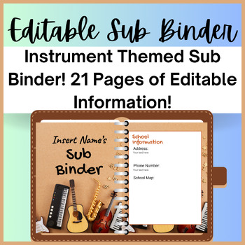 Preview of Editable Long Term Substitute Binder Template - Band, Orchestra, General Music