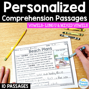 Preview of Long U & Mixed Long Vowel Reading Passages: PERSONALIZED Comprehension Class Set