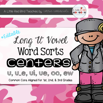 Preview of Long U Word Sorts {Editable}