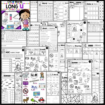 long u worksheets cvce words activities no prep printables tpt