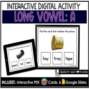 Preview of Long Vowel A Digital Task Cards | Phonics Boom Cards