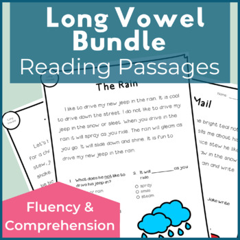 Preview of Long Vowel A E I O U Reading Passages for Fluency with Comprehension Questions