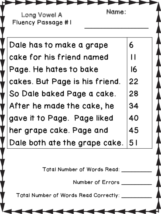 Long Vowel A Fluency, Comprehension, Decoding and Assessments! by