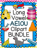 Long Vowel AEIOU Clipart BUNDLE- Color & BW