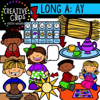 Preview of Long Vowel Clipart: AY Words {Creative Clips Digital Clipart}