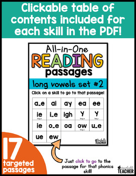 Long Vowel Reading Passages ~ All-in-One Set TWO by A Teachable Teacher