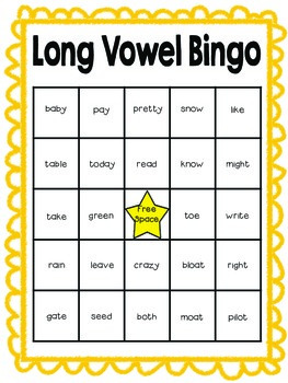 long vowel bingo game sets bundle by simply first tpt