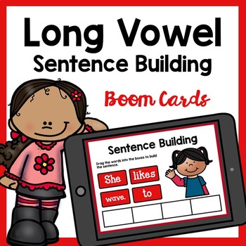 Preview of Long Vowel CVCe Sentence Building Boom Cards - Sentence Building Game