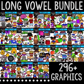 Preview of Long Vowel Clipart Bundle {Phonics and Word Family Vowel Teams Clipart}
