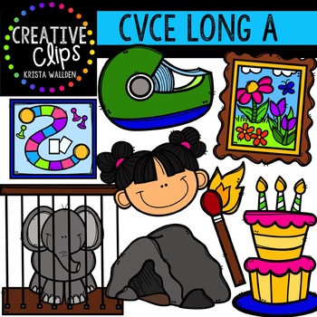 Preview of Long Vowel Clipart: CVCE A Words {Creative Clips Digital Clipart}