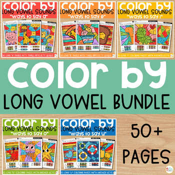 Preview of Long Vowel Coloring Pages│Orton Gillingham│Color by Code│Long Vowels│Vowel Teams