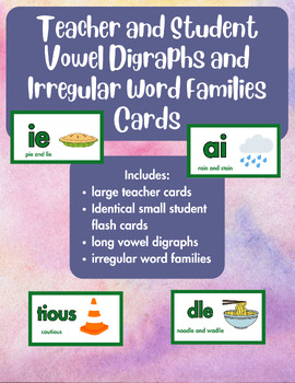 Preview of Long Vowel Digraphs and Irregular and Complex Suffix Flash Cards