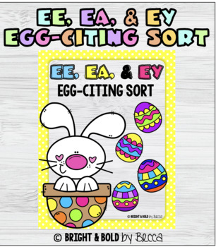 Preview of Long Vowel E (EE, EA, EY) Egg-citing Sort/Craft