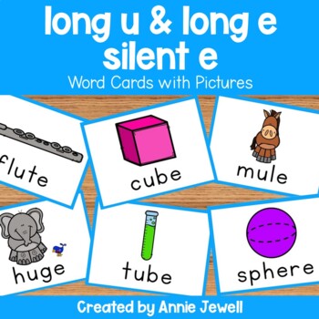 Preview of Long Vowel Flash Cards with Pictures – Long U and Long E - Silent E Words