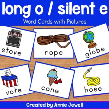 Preview of Long Vowel Flash Cards with Pictures and Worksheets  – Long O - Silent E Words