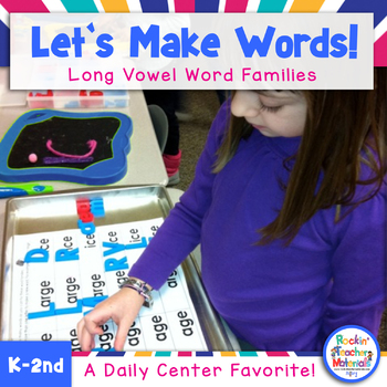 Preview of Long Vowel Let's Make Words Activities Word Family Literacy Station