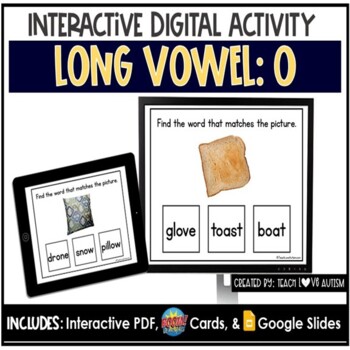 Preview of Long Vowel O Digital Task Cards | Phonics Boom Cards