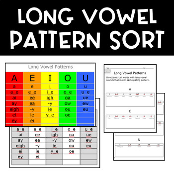 Long Vowel Pattern Sort by April Eckert | Teachers Pay Teachers