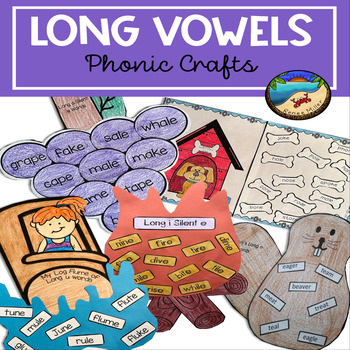 Preview of Long Vowel Phonic Crafts and Activities Silent e Vowel Pairs Pack