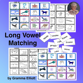 Preview of Long Vowel Printable Activities CVCe and Vowel Teams Lotto Picture Word Match