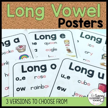 Preview of Long Vowel Posters & Vowel Teams and Student Bookmarks | Long A E I O U