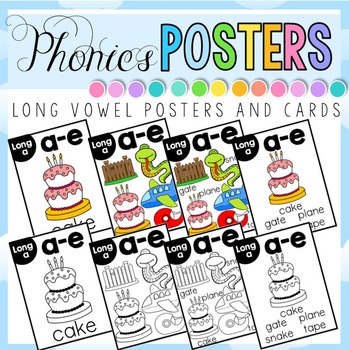 Preview of Long Vowel Posters and Cards BUNDLE