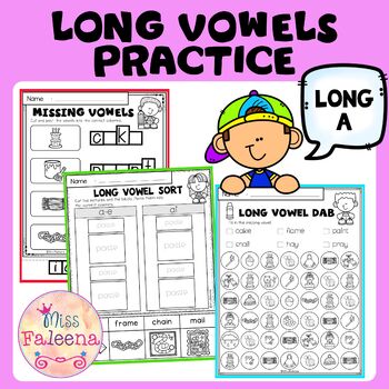 Long Vowel Practice - Long A by Miss Faleena | Teachers Pay Teachers