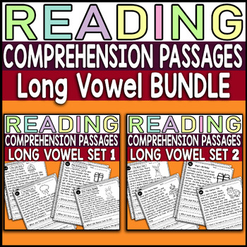 Preview of Long Vowel Reading Comprehension Passages Worksheet Passages & Questions BUNDLE