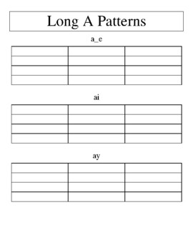 Preview of Long Vowel Recording Sheet