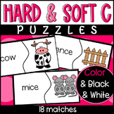 Hard C and Soft C Puzzles Literacy Center Phonics Activity
