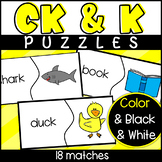Ending CK and K Puzzles Literacy Center Phonics Activity B