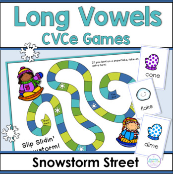 Preview of Long Vowel Silent E - Winter CVCe Phonics Literacy Center Games