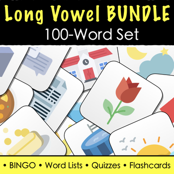 Preview of Long Vowel Sounds - Word Lists, Tests, BINGO - Print & Digital | 100-Word BUNDLE