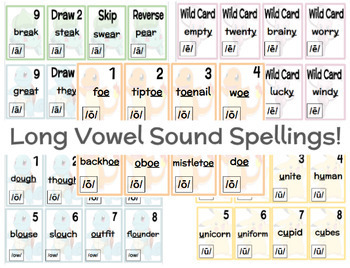 Preview of Long Vowel Sounds Spelling - Phonics Bundle - Pokémon Uno Game