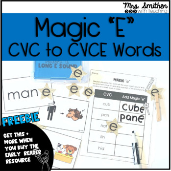 Preview of Magic E - Long Vowel Sound Center & Low Prep Worksheet  - CVC to CVCe FREEBIE