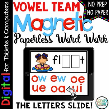 Preview of Long Vowel Team 1st Grade Phonics Center Activity Google Slide Digital Resources