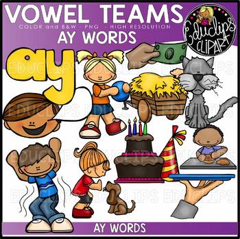 Preview of Long A Vowel Team - 'ay' - Clip Art Bundle {Educlips Clipart}