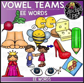 Preview of Long E Vowel Team - 'ee' - Clip Art Bundle {Educlips Clipart}
